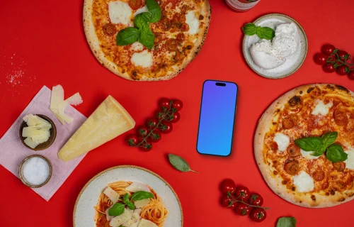 Phone mockup with a touch of Italian cuisine