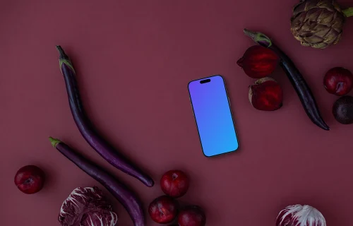 Téléphone mockup avec la couleur de l'année de Pantone, Viva Magenta en arrière-plan