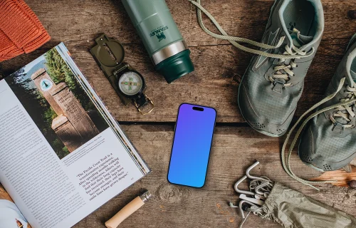 Reading and planning a hike smartphone mockup