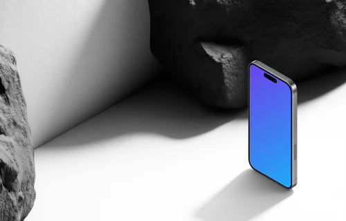 Rock Isometric iPhone 15 Pro Mockup