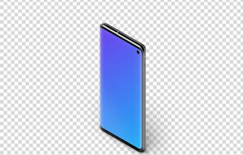 Samsung Galaxy S10 Mockup Soporte Isométrico (Derecha)