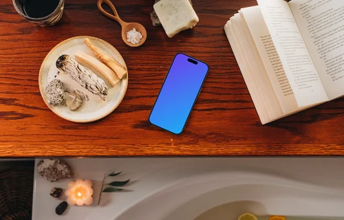 Self-care sanctuary including iPhone mockup