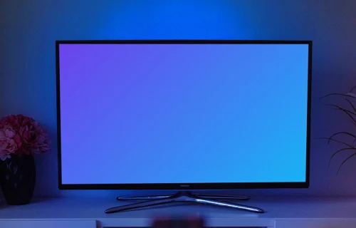 Smart television mockup in a dark room 