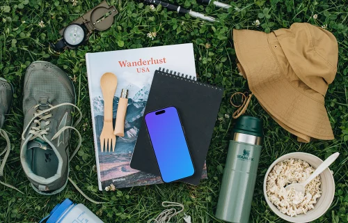 Smartphone mockup before hike