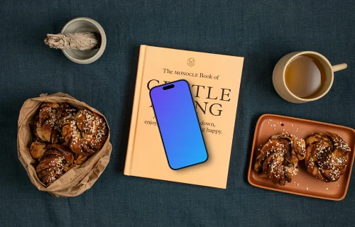 Smartphone mockup sur un livre