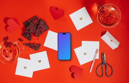 Smartphone mockup sur le thème de l'amour