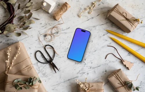 Smartphone mockup with christmas design