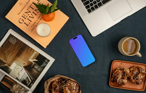 Smartphone mockup avec des pâtisseries