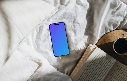 Rituel de petit-déjeuner au soleil avec un iPhone mockup