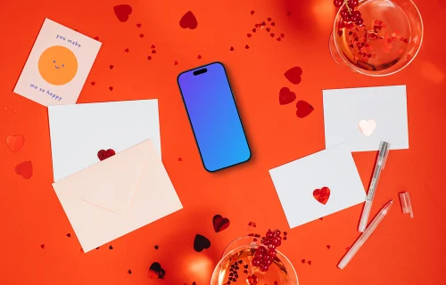 Smartphone de la Saint-Valentin Mockup