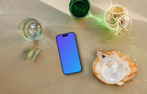 Atmosfera zen e um iPhone mockup