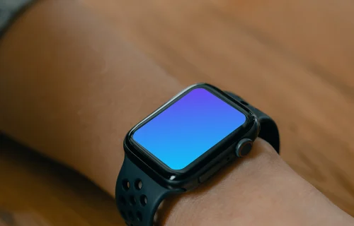 Black Apple watch mockup worn firmly