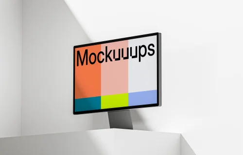 Apple Studio Display mockup with isometric angle