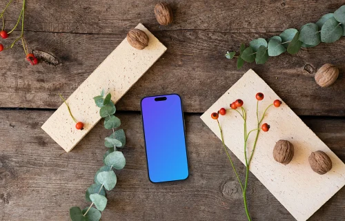 Christmas mockup with a smartphone device