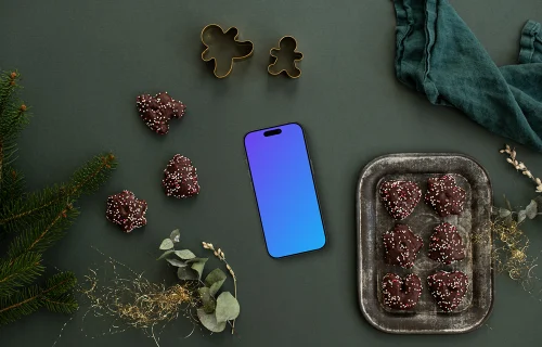Christmas pastry and phone mockup