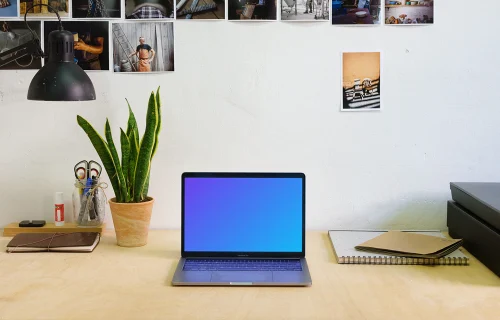 Clean Macbook Pro mockup desk scene