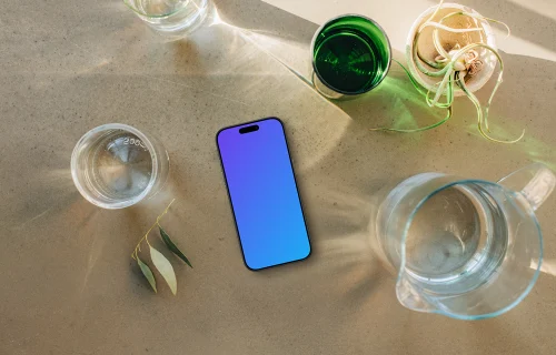 Cozy relaxation spot with an iPhone mockup
