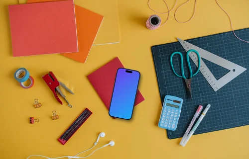 Education style of smartphone mockup with school elements