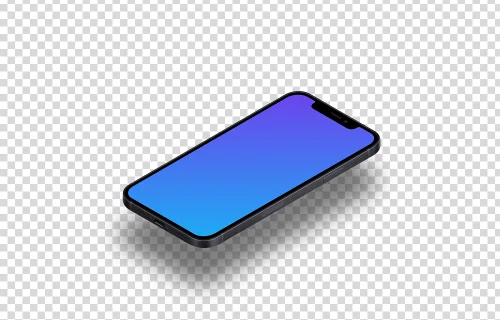 iPhone 12 Mockup (Isometric Floor Right - Floating Shadow)