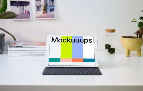 Front view of iPad Pro mockup on the table