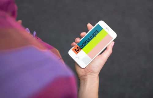 Holding Silver iPhone 7 mockup