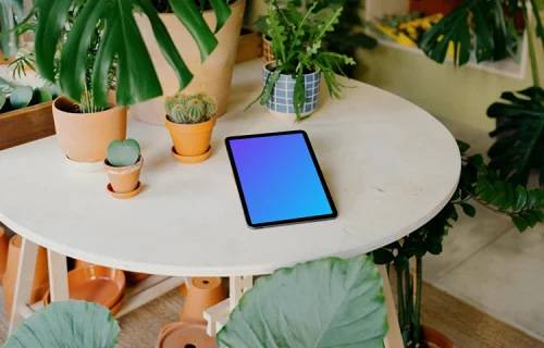 iPad Air mockup elevated in portrait mode.