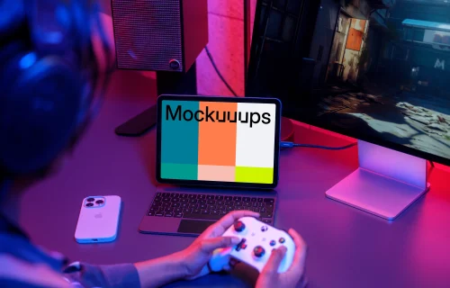 iPad Air mockup in a gaming setup