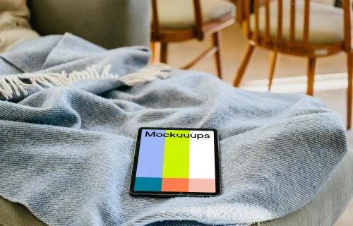 iPad Air mockup on a blanket 