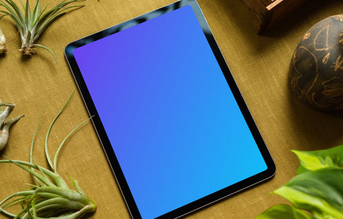 iPad Air mockup on a table with vegetables