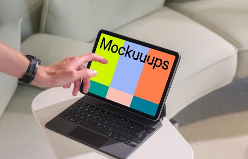 iPad Air mockup on modern office desk