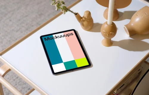 iPad Air mockup on the white conference table