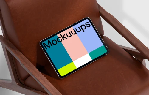 iPad Pro mockup on a leather chair