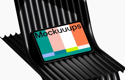 iPad Pro mockup on black ribbed surface