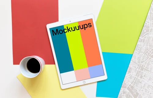iPad Pro mockup on colorful background