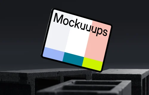 iPad Pro Mockup on Concrete Blocks