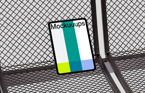 iPad Pro mockup on industrial metal surface