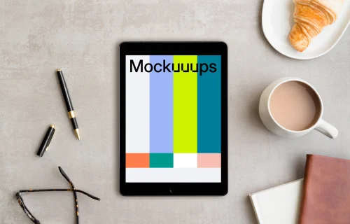 iPad Pro mockup on the table with coffee