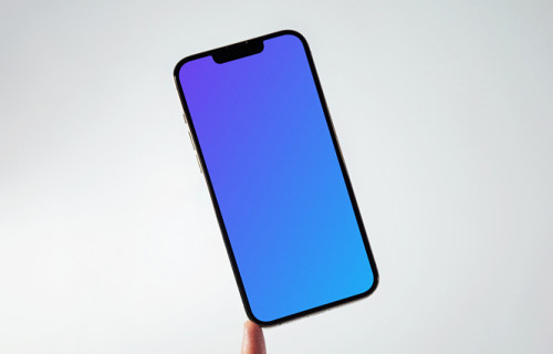 iPhone 13 mockup on white surface