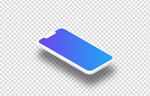 iPhone 13 Pro Clay Mockup (Isometric Floor Left - Floating Shadow)