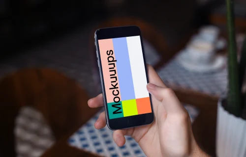 iPhone 6 mockup at coffee