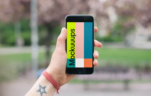 iPhone 6 mockup in garden