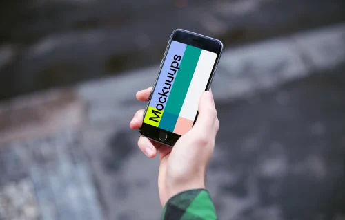 iPhone 6 mockup on the street