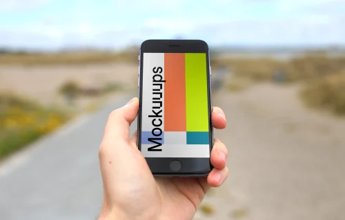 iPhone 6 mockup on the way to the beach