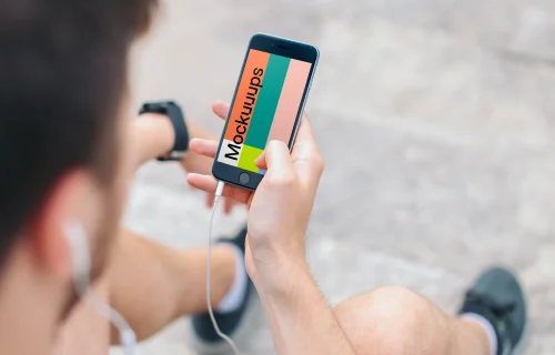 iPhone 6 mockup with Headphones