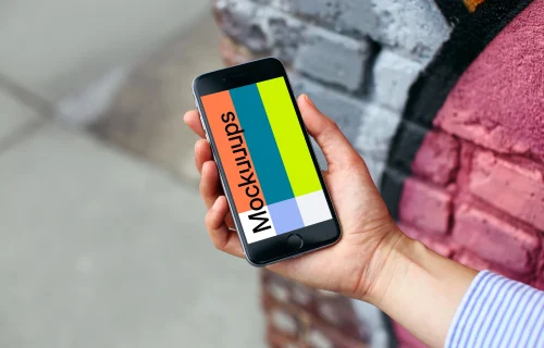 iPhone 6s mockup next to the street corner