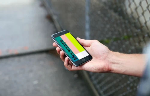 iPhone 6s mockup on a Street after rain
