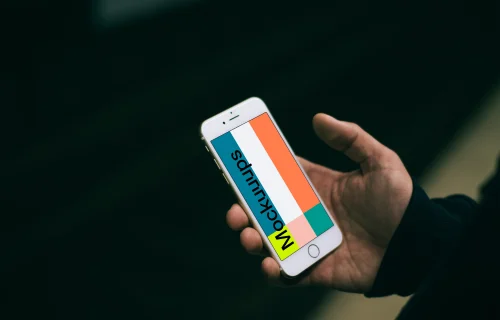 iPhone 6s Silver mockup in the underground