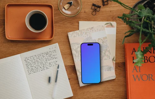 iPhone mockup in the aesthetic journaling setup