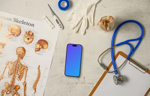 iPhone mockup in the medical environment