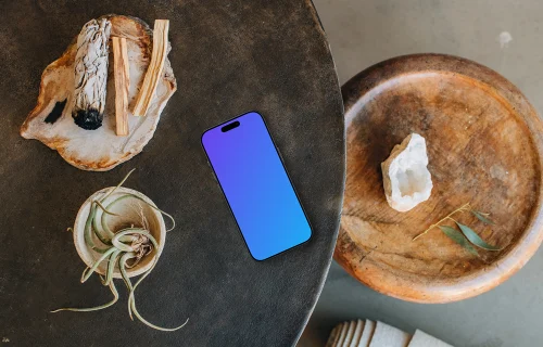 iPhone mockup scene of a relaxation corner